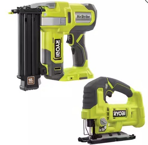 RYOBI ONE+ 18V 18-Gauge Cordless AirStrike Brad Nailer with Cordless Jig Saw
