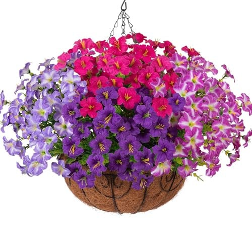 INSPRING Artificial Faux Hanging Flowers Basket Deal