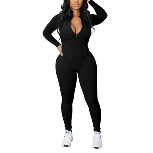 Women’s Zip Up Bodycon Jumpsuits - Many Colors Deal
