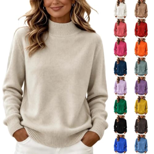 Solid Mock Neck Knit Sweaters