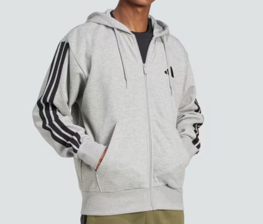 adidas Essentials 3-Stripes Fleece Hoodie (Pure Ruby / Black) Deal