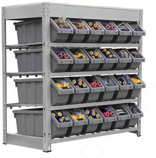 KING'S RACK Gray 4-Tier Botless Bin Storage System Garage Storage Rack (24 Plastic Bins in 4 Tier) Deal