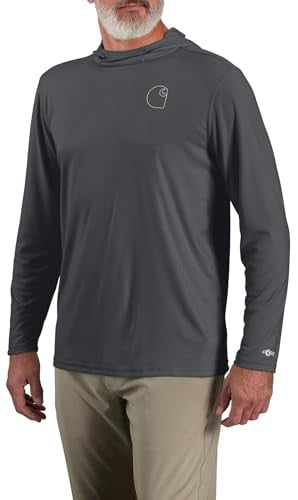 Carhartt Men's Force Sun Defender Lightweight Long-Sleeve Hooded Logo Graphic T-Shirt
