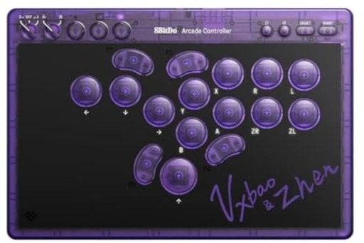 8Bitdo All-Button Arcade Purple Signature Edition Controller Transparent Purple
