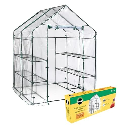 Miracle-GRO 4'8" x 4'8" x 6'5" Outdoor Mini Walk-in Greenhouse Plant Tent with 8 Wire Shelves, Clear