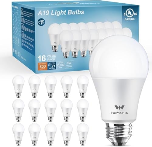 16-Pack Wowlumen 60W Equivalent Warm White A19 LED Light Bulbs Deal