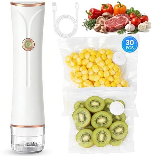 Compact Vacuum Sealer for Food with Visible Tank, Includes 30 Reusable Bags Deal
