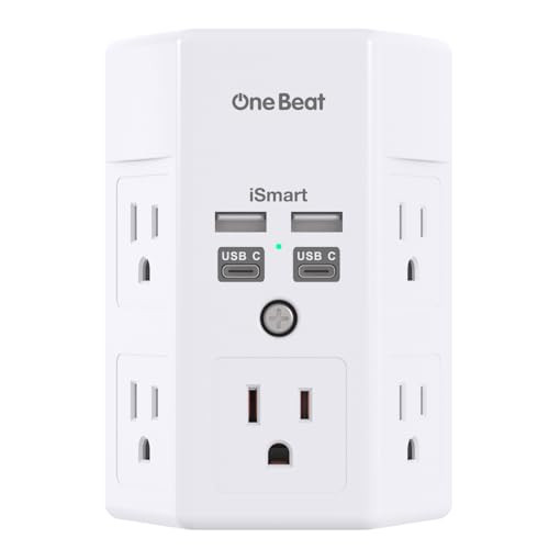 One Beat 5-Outlet + 4 USB (2x USB-C) Outlet Extender