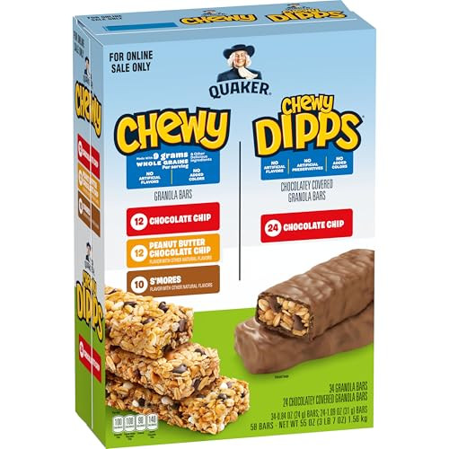 Quaker Chewy Granola Bars, Chewy & Dipps Variety Pack (58 Bars)