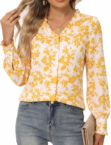 GRACE KARIN Women's Boho Floral Button-Down Blouse Deal