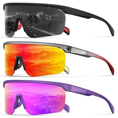 KALIYADI Men's UV400 Polarized Sports Sunglasses 3-Pack