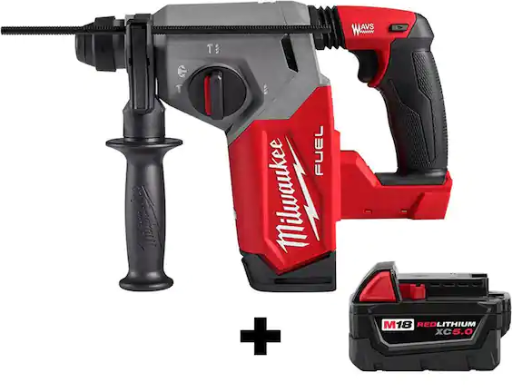 Milwaukee M18 FUEL 18V 1 in. SDS-Plus Rotary Hammer with 5.0 Ah Battery