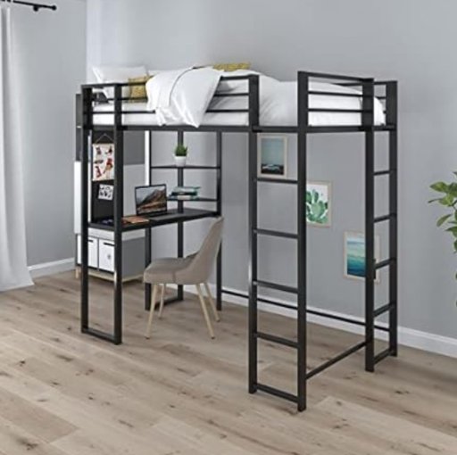 DHP Abode Twin Metal Loft Bed w/ Desk