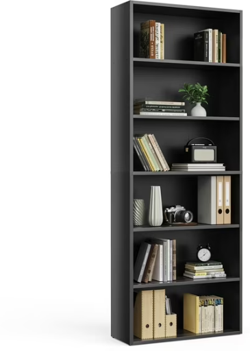 Gianna 6-Tier Bookshelf w/ Adjustable Shelves (Black) Deal