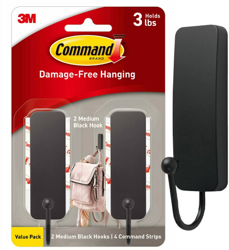 Command Medium Matte Black Wall Hook 2-Pack Deal
