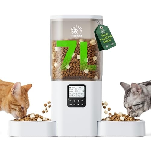Frienhund Timed Automatic Cat Feeder for 2 Cats with Slow Feed