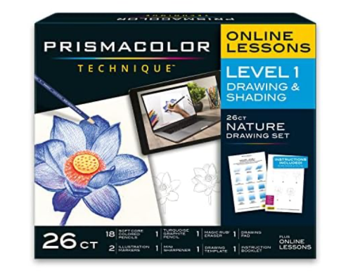 26-Piece Prismacolor Technique Digital Art Lessons (Nature Drawing Set, Level 1)