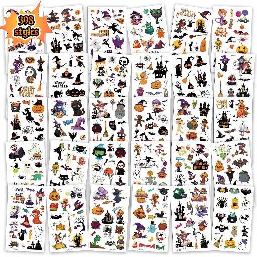 Halloween Temporary Tattoos 30 Sheets, 398 Styles