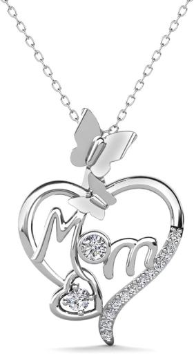 Cate & Chloe Mabel 18k White Gold Plated Mom Heart Necklace Deal