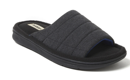 Dearfoams Men's Cozy Comfort Jersey Slide Slippers (Black)