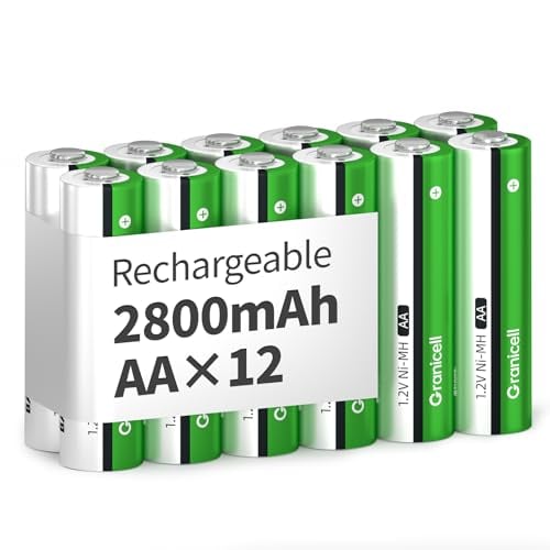 Granicell 12-Pack NiMH Rechargeable AA Batteries