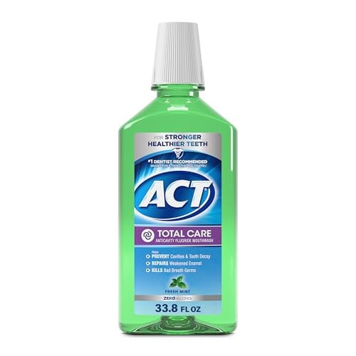 ACT Total Care Zero Alcohol Anticavity Fluoride Mouthwash 33.8 fl. oz. Fresh Mint Deal