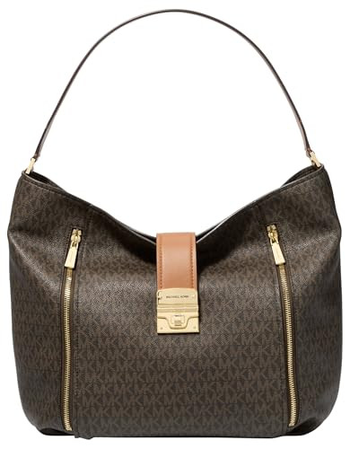 Michael Kors Addie Large Hobo Shoulder Bag Gold-Tone Hardware/Brown/Acorn