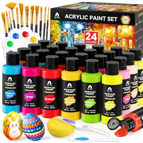 40-Piece Acrylic Paint Set w/ 24x 2-Oz Colors, Brushes & Palette Deal