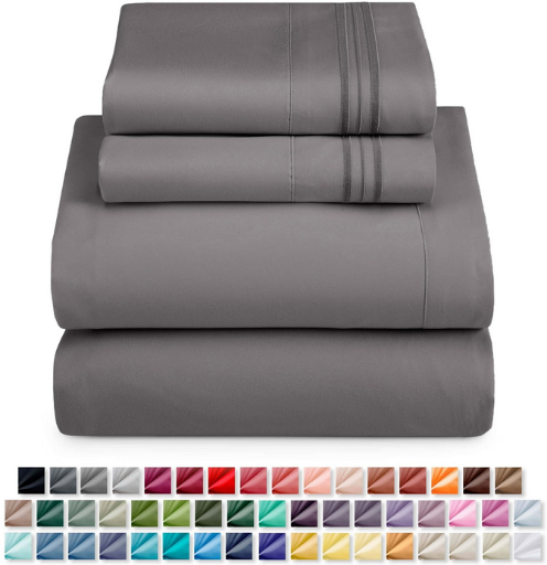 Nestl 1800 Series 4-Piece Deep Pocket Luxury Soft Microfiber Bed Sheet Set (Queen, Gray) Deal