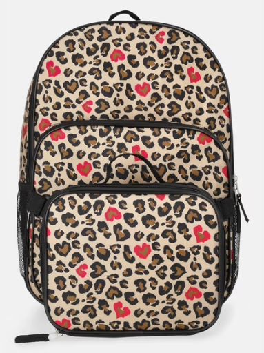Wonder Nation Girls' 17" Backpack & Lunch Set Love Leopard Deal