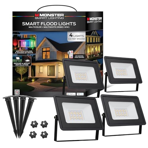 Multi-Color and White Outdoor Smart Floodlights 4-Pack Deal