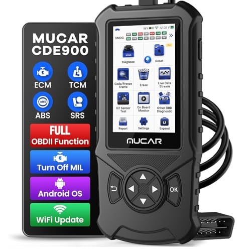 MUCAR CDE900 OBD2 Diagnostic Scanner w/ ABS, SRS, Transmission & Engine Diagnostics, FCA AutoAuth & 4" Touchscreen