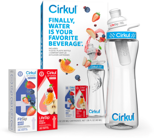 Cirkul 22 oz Plastic Water Bottle Starter Kit with Blue Lid and 2 Flavor Cartridges Deal