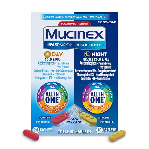 Mucinex Fast-Max Day Cold and Flu & Nightshift Night Severe Cold and Flu Medicine 40-Count Combo Pack