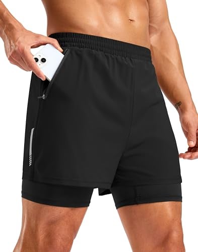 Pudolla Men's 7" 2-in-1 Quick-Dry Running Shorts w/ Liner & Zipper Pockets Deal