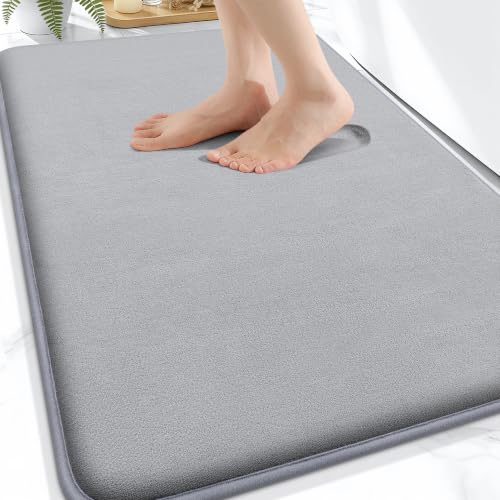 OLANLY Thick Memory Foam Bath Mat 30x20 Grey