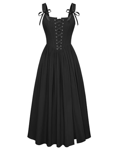 Scarlet Darkness Women's Maxi Renaissance Corset Dress with Square Neck & Slit Hem Deal