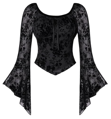 SCARLET DARKNESS Bell Long Sleeve Lace Top Gothic Deal