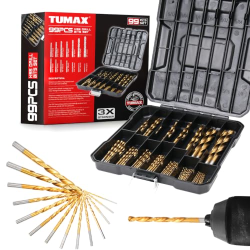 TUMAX 99-Piece Titanium-Coated HSS Drill Bit Set (1/16" - 3/8") Deal
