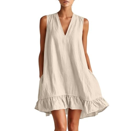 Cotton A-line V-Neck Dress Deal