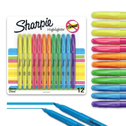 Sharpie Pocket Style Chisel Tip Highlighters 12-Count