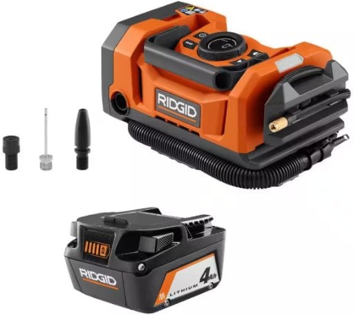 Ridgid 18V Dual Function Cordless Inflator w/ 4.0 Ah Battery Deal