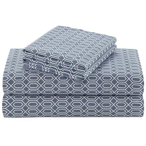 Comfort Spaces Twin 3-Piece 100% Cotton Sheet Set (Diamond Blue) Deal