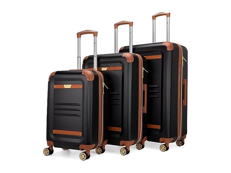 3-Piece Italia Vintage Expandable Spinner Luggage Set (19V69, Black, White) Deal