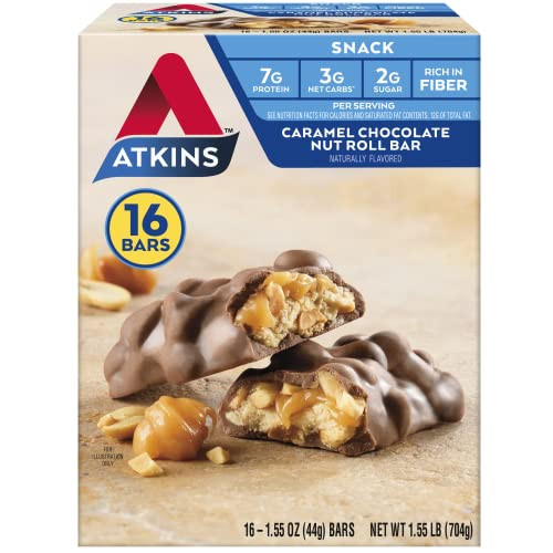Atkins Snack Bar Caramel Chocolate Nut Roll 16-Pack