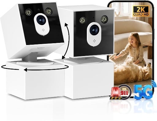 2 Pack 2K Indoor Security Camera 5G/2.4G WiFi Deal