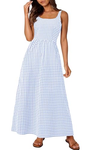 PRETTYGARDEN Women's Summer Gingham Maxi Long Dress Deal