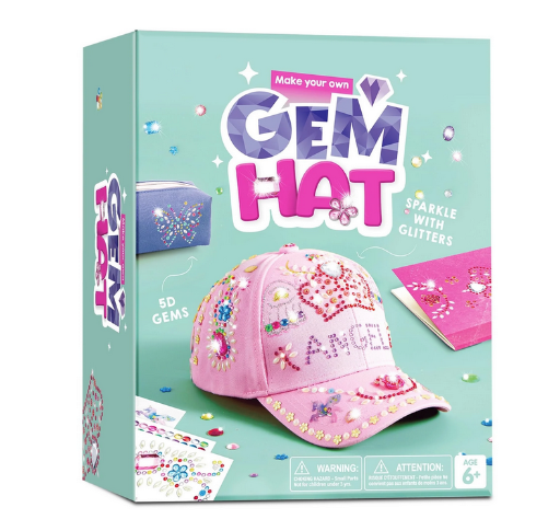 Joyfy Pink Baseball Cap Art Set w/ 7 Self-Adhesive Gem Sheets and 3 Glitter Glues