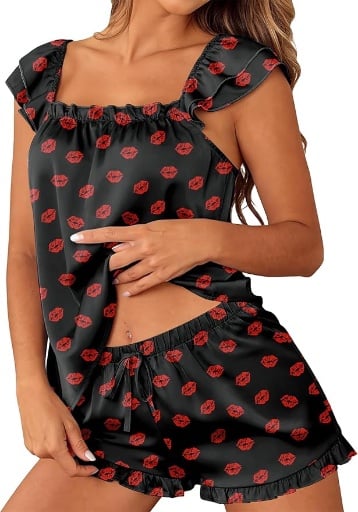 Satin Ruffled Pajama Sets - Many Options  Deal