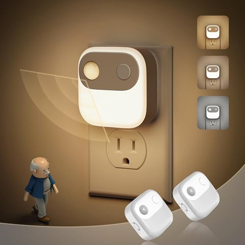 JandCase Motion Sensor Wall Plug Night Lights 2-Pack